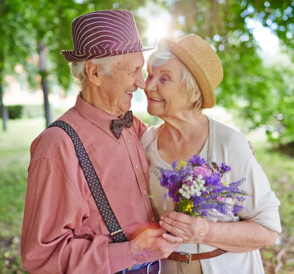 Senior couple smiling together